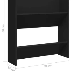 vidaXL - 2-laags Wandshoenenkast 4 paar - Zwart - Bewerkt hout - 60x18x60 cm