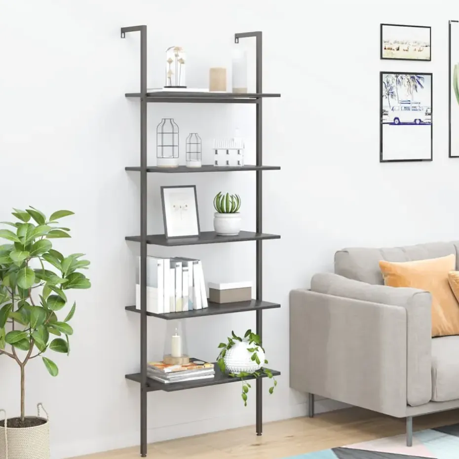 vidaXL - Ladderrek - Zwart - Bewerkt hout