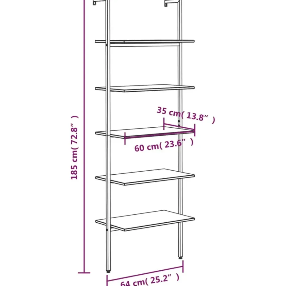 vidaXL - Ladderrek - Zwart - Bewerkt hout