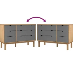 vidaXL - Ladekast - Grijs - Grenenhout