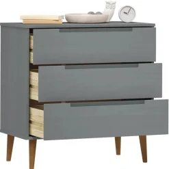 vidaXL - Ladekast - Grijs - Grenenhout