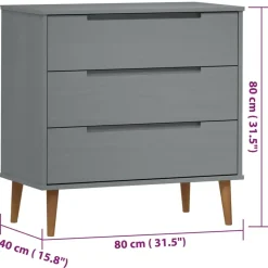 vidaXL - Ladekast - Grijs - Grenenhout