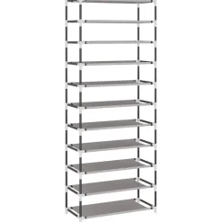 vidaXL - 10-lagen Schoenenkast met 2 deuren - Grijs - Stof - 60x30x166 cm