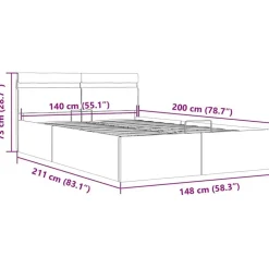 vidaXL - LED Bed frame met opbergruimte - Zwart - Kunstleer - 140x200 cm