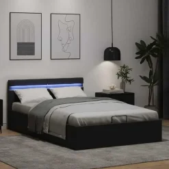 vidaXL - LED Bed frame met opbergruimte - Zwart - Kunstleer - 140x200 cm