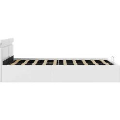 vidaXL - LED bed met opbergruimte - Hydraulisch - Wit - Kunstleer - 120x200 cm