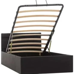 vidaXL - LED bed met opbergruimte - Hydraulisch - Zwart - Kunstleer - 90x200 cm