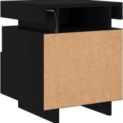 vidaXL - LED Nachtkastjes met lade - Zwart - Bewerkt hout - 40x39x48.5 cm - 2 st