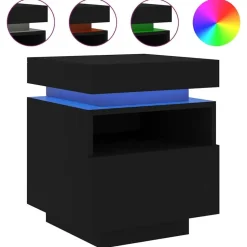 vidaXL - LED Nachtkastjes met lade - Zwart - Bewerkt hout - 40x39x48.5 cm - 2 st