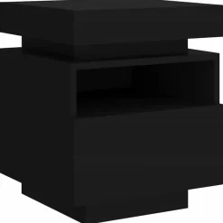 vidaXL - LED Nachtkastjes met lade - Zwart - Bewerkt hout - 40x39x48.5 cm - 2 st