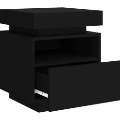 vidaXL - LED Nachtkastjes met lade - Zwart - Bewerkt hout - 40x39x48.5 cm - 2 st