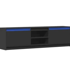 vidaXL - LED TV-meubel met 4 deuren en 2 vakken - Zwart - Hout - 180x34x50 cm