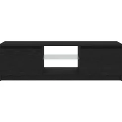 vidaXL - LED TV-meubel met 2 deuren - Zwart eiken - Hout en glas - 120x30x36 cm