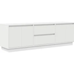 vidaXL - LED TV-meubel met 2 lades en 4 deuren - Wit - Hout - 160.5x41x50 cm