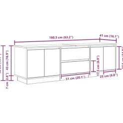 vidaXL - LED TV-meubel met 2 lades en 4 deuren - Wit - Hout - 160.5x41x50 cm