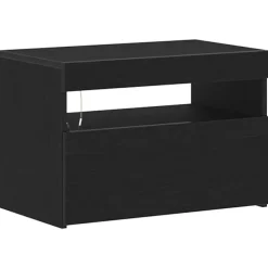 vidaXL - LED TV-meubel met deur - Zwart eiken - Hout - 60x35x40 cm