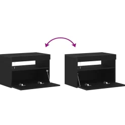 vidaXL - LED TV-meubel met deur - Zwart eiken - Hout - 60x35x40 cm