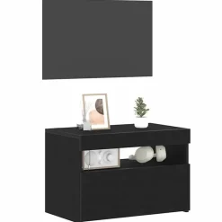 vidaXL - LED TV-meubel met deur - Zwart eiken - Hout - 60x35x40 cm