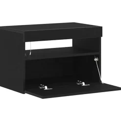 vidaXL - LED TV-meubel met deur - Zwart eiken - Hout - 60x35x40 cm