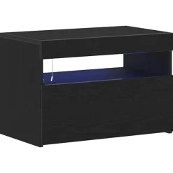 vidaXL - LED TV-meubel met deur - Zwart eiken - Hout - 60x35x40 cm