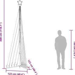 vidaXL - LED-kerstboom met spikes 495 LEDs 123x300,5 cm - Warmwit - Koper, ijzer