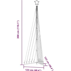vidaXL - LED-kerstboom met spikes 495 LEDs 123x300,5 cm - Warmwit - Koper, ijzer