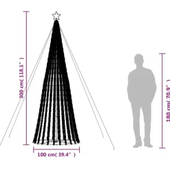vidaXL - LED-kerstboom met spikes 688 LEDs 100x300 cm - Koudwit - Koper, ijzer