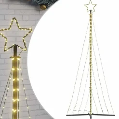 vidaXL - LED-kerstboom met spikes 447 LEDs 106x250 cm - Warmwit - Koper, ijzer