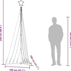 vidaXL - LED-kerstboom met spikes 447 LEDs 106x250 cm - Warmwit - Koper, ijzer