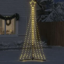 vidaXL - LED-kerstboom met spikes 447 LEDs 106x250 cm - Warmwit - Koper, ijzer