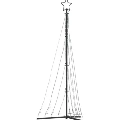 vidaXL - LED-kerstboom met spikes 447 LEDs 106x250 cm - Warmwit - Koper, ijzer