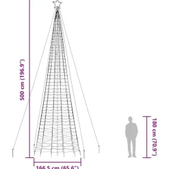 vidaXL - LED-kerstboom met spikes 1534 LEDs 166,5x500 cm - Warmwit - Koper