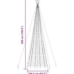 vidaXL - LED-kerstboom met spikes 1534 LEDs 166,5x500 cm - Warmwit - Koper