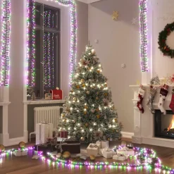 vidaXL - Led-slinger - Pastel multicolour and dark green - 11 m