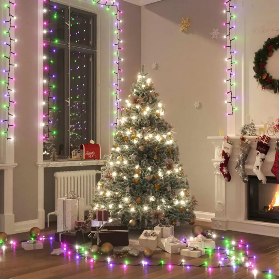 vidaXL - Led-slinger - Pastel multicolour and dark green - 45 m