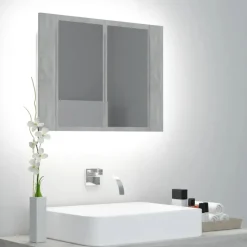 vidaXL - Led-spiegelkast - Grijs - Bewerkt hout