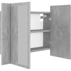 vidaXL - Led-spiegelkast - Grijs - Bewerkt hout