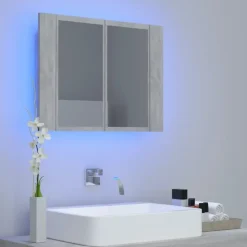 vidaXL - Led-spiegelkast - Grijs - Bewerkt hout