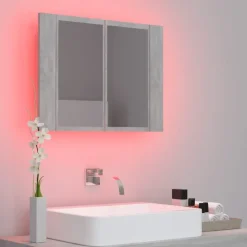 vidaXL - Led-spiegelkast - Grijs - Bewerkt hout