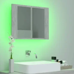 vidaXL - Led-spiegelkast - Grijs - Bewerkt hout