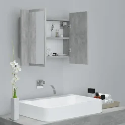 vidaXL - Led-spiegelkast - Grijs - Bewerkt hout