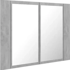 vidaXL - Led-spiegelkast - Grijs - Bewerkt hout