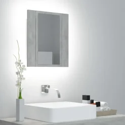 vidaXL - Led-spiegelkast - Grijs - Bewerkt hout