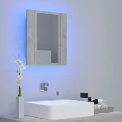 vidaXL - Led-spiegelkast - Grijs - Bewerkt hout