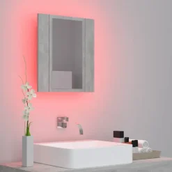 vidaXL - Led-spiegelkast - Grijs - Bewerkt hout