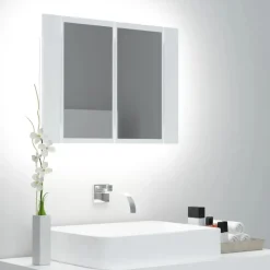 vidaXL - Led-spiegelkast - Wit - Bewerkt hout