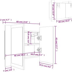vidaXL - Led-spiegelkast - Wit - Bewerkt hout