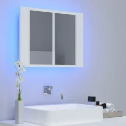 vidaXL - Led-spiegelkast - Wit - Bewerkt hout