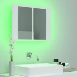 vidaXL - Led-spiegelkast - Wit - Bewerkt hout