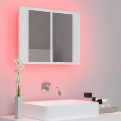 vidaXL - Led-spiegelkast - Wit - Bewerkt hout